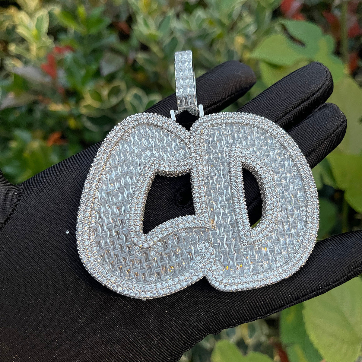 Big Baguette Iced Out Personalized Custom Name Necklace Pendant