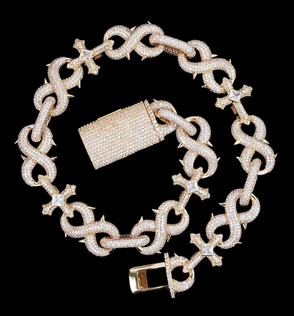 18MM Cross and Infinity Link Iced Out Diamond Necklace Chain