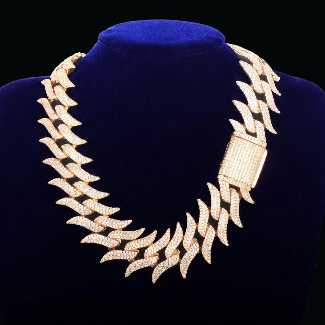 17MM Mustache Choker Miami Cuban Iced Out Diamond Necklace Chain